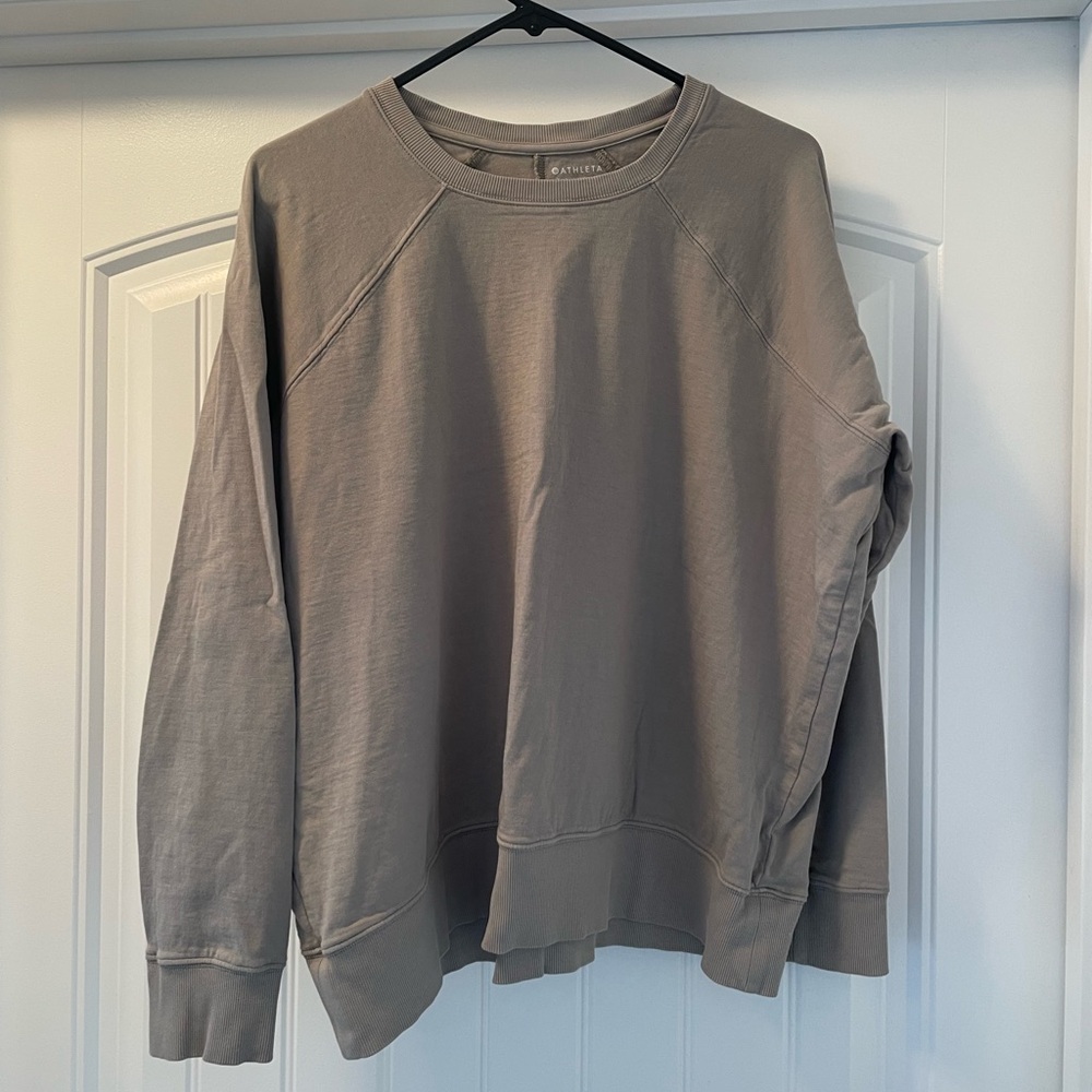 Athleta Gray Crewneck Sweater Soft Casual Fit